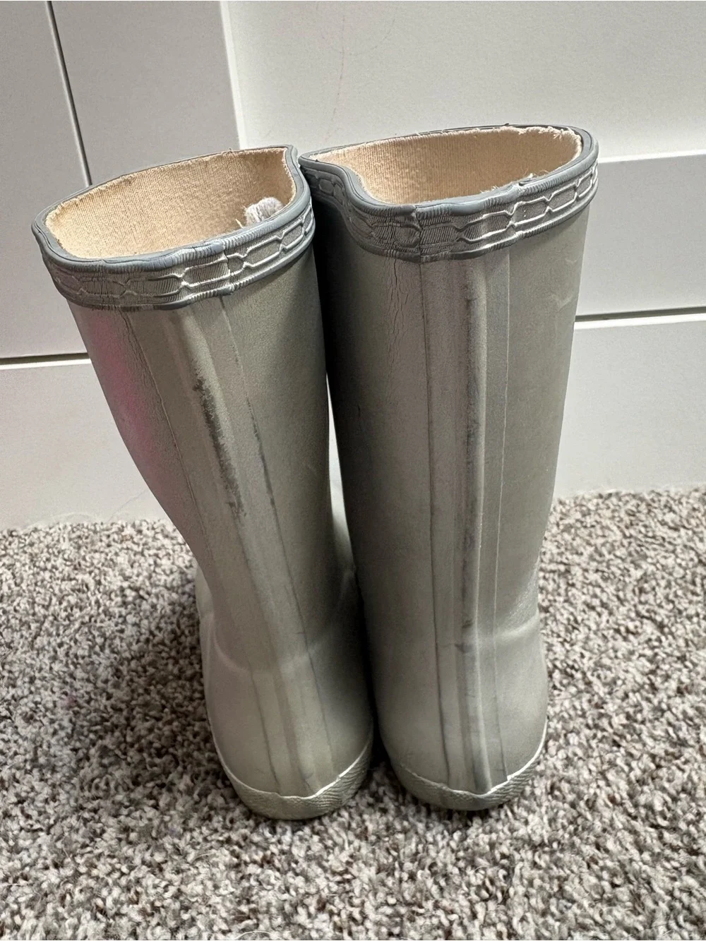 Hunter Waterproof Kids Metallic Silver Rain Boots Size 13c
